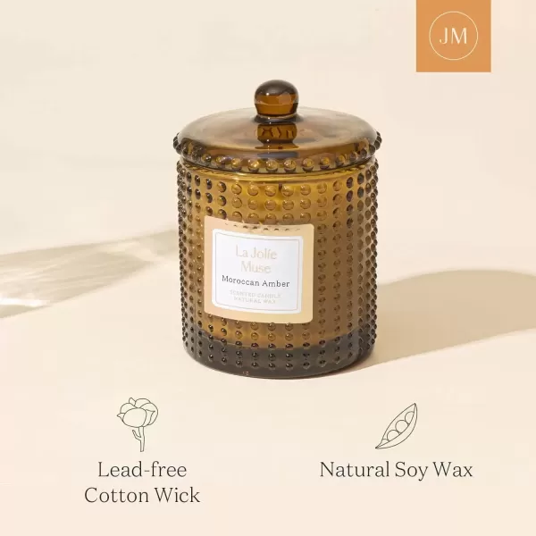 imageLA JOLIE MUSE Mandarin Matcha Candle Citrus Candles for Home Scented Luxury Glass Scented Candle Gifts 75 Hours Long Burning 10 ozSahara Amber