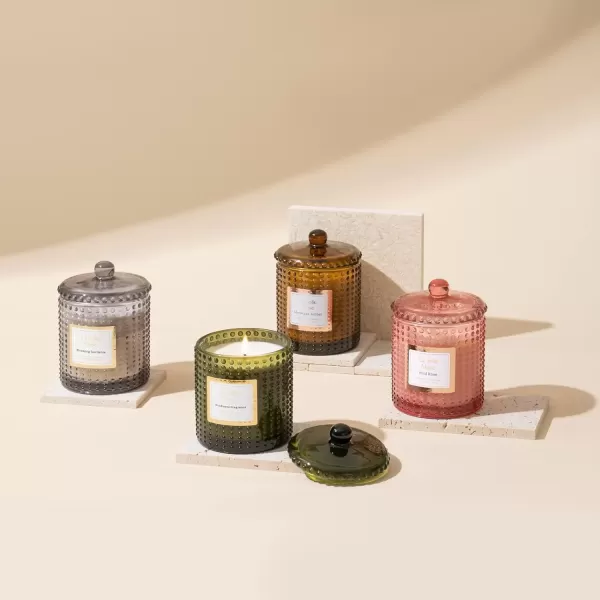 imageLA JOLIE MUSE Mandarin Matcha Candle Citrus Candles for Home Scented Luxury Glass Scented Candle Gifts 75 Hours Long Burning 10 ozSahara Amber
