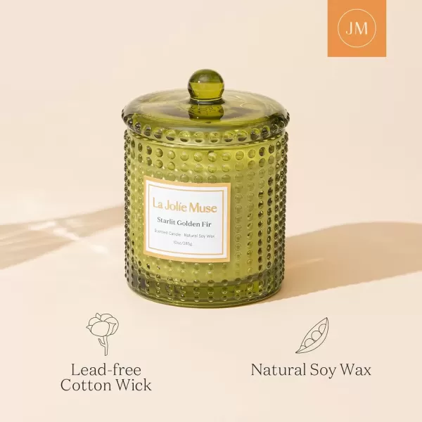 imageLA JOLIE MUSE Mandarin Matcha Candle Citrus Candles for Home Scented Luxury Glass Scented Candle Gifts 75 Hours Long Burning 10 ozStarlit Golden Fir