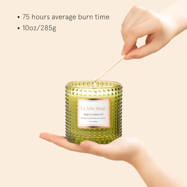 imageLA JOLIE MUSE Mandarin Matcha Candle Citrus Candles for Home Scented Luxury Glass Scented Candle Gifts 75 Hours Long Burning 10 ozStarlit Golden Fir