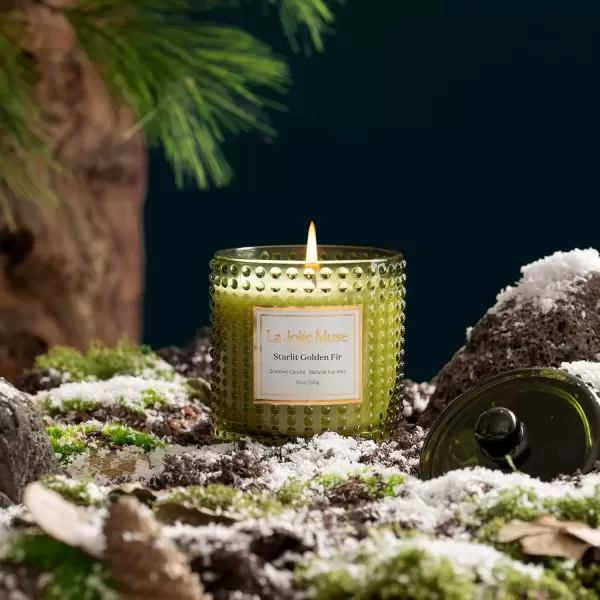 imageLA JOLIE MUSE Mandarin Matcha Candle Citrus Candles for Home Scented Luxury Glass Scented Candle Gifts 75 Hours Long Burning 10 ozStarlit Golden Fir