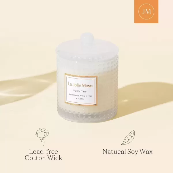 imageLA JOLIE MUSE Mandarin Matcha Candle Citrus Candles for Home Scented Luxury Glass Scented Candle Gifts 75 Hours Long Burning 10 ozVanilla Cake