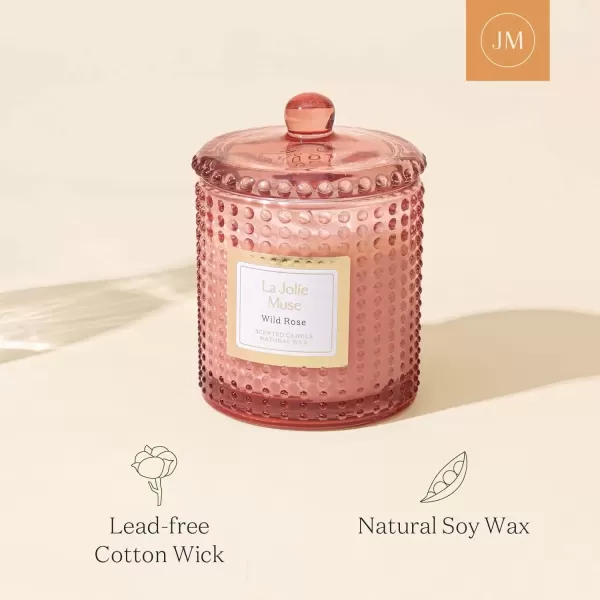 imageLA JOLIE MUSE Mandarin Matcha Candle Citrus Candles for Home Scented Luxury Glass Scented Candle Gifts 75 Hours Long Burning 10 ozWild Rose