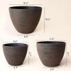 imageLA JOLIE MUSE 14211386 Inch PlantersSet of 3 IndoorOutdoor Round PlantersGrey Tree PlantersPlant Container with Drain HolesFlower Pots for Patio and Deck14211386 New Iron