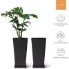 imageLA JOLIE MUSE 30 inch Tall Black Planters Set of 2IndoorOutdoor Rectanglar Large PlantersV Shaped Taper Planters for Front DoorBlack