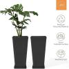 imageLA JOLIE MUSE 30 inch Tall Black Planters Set of 2IndoorOutdoor Rectanglar Large PlantersV Shaped Taper Planters for Front DoorBlack