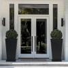imageLA JOLIE MUSE 30 inch Tall Black Planters Set of 2IndoorOutdoor Rectanglar Large PlantersV Shaped Taper Planters for Front DoorBlack