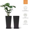 imageLA JOLIE MUSE 30 inch Tall Black Planters Set of 2IndoorOutdoor Rectanglar Large PlantersV Shaped Taper Planters for Front DoorBlack