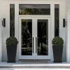 imageLA JOLIE MUSE 30 inch Tall Black Planters Set of 2IndoorOutdoor Rectanglar Large PlantersV Shaped Taper Planters for Front DoorBlack