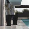 imageLA JOLIE MUSE 30 inch Tall Black Planters Set of 2IndoorOutdoor Rectanglar Large PlantersV Shaped Taper Planters for Front DoorBlack