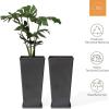 imageLA JOLIE MUSE 30 inch Tall Black Planters Set of 2IndoorOutdoor Rectanglar Large PlantersV Shaped Taper Planters for Front DoorConcrete Gray
