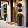 imageLA JOLIE MUSE 30 inch Tall Black Planters Set of 2IndoorOutdoor Rectanglar Large PlantersV Shaped Taper Planters for Front DoorConcrete Gray