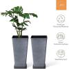 imageLA JOLIE MUSE 30 inch Tall Black Planters Set of 2IndoorOutdoor Rectanglar Large PlantersV Shaped Taper Planters for Front DoorGray