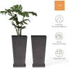 imageLA JOLIE MUSE 30 inch Tall Black Planters Set of 2IndoorOutdoor Rectanglar Large PlantersV Shaped Taper Planters for Front DoorIron