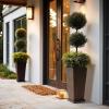 imageLA JOLIE MUSE 30 inch Tall Black Planters Set of 2IndoorOutdoor Rectanglar Large PlantersV Shaped Taper Planters for Front DoorIron