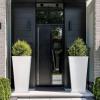 imageLA JOLIE MUSE 30 inch Tall Black Planters Set of 2IndoorOutdoor Rectanglar Large PlantersV Shaped Taper Planters for Front DoorWhite
