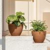 imageLA JOLIE MUSE Flower Pots Outdoor Garden Planters Indoor Plant Pots with Drainage Holes Plastic Marble Pattern Grey Set 2 86  75 InchTerracotta