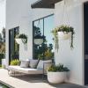 imageLA JOLIE MUSE Hanging Planters for Outdoor Plants Large Hanging Planter with Drain Holes Outdoor Hanging Flower Pots White Stone Honeycomb 132 Inch Set of 2White