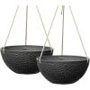 imageLA JOLIE MUSE Hanging Planters for Outdoor Plants Large Hanging Planter with Drain Holes Outdoor Hanging Flower Pots White Stone Honeycomb 132 Inch Set of 2Black