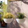 imageLA JOLIE MUSE Hanging Planters for Outdoor Plants Large Hanging Planter with Drain Holes Outdoor Hanging Flower Pots White Stone Honeycomb 132 Inch Set of 2White