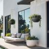 imageLA JOLIE MUSE Hanging Planters for Outdoor Plants Large Hanging Planter with Drain Holes Outdoor Hanging Flower Pots White Stone Honeycomb 132 Inch Set of 2Black