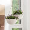 imageLA JOLIE MUSE Hanging Planters for Outdoor Plants Large Hanging Planter with Drain Holes Outdoor Hanging Flower Pots White Stone Honeycomb 132 Inch Set of 2White