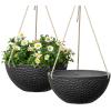 imageLA JOLIE MUSE Hanging Planters for Outdoor Plants Large Hanging Planter with Drain Holes Outdoor Hanging Flower Pots White Stone Honeycomb 132 Inch Set of 2Black
