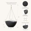 imageLA JOLIE MUSE Hanging Planters for Outdoor Plants Large Hanging Planter with Drain Holes Outdoor Hanging Flower Pots White Stone Honeycomb 132 Inch Set of 2Black