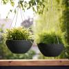 imageLA JOLIE MUSE Hanging Planters for Outdoor Plants Large Hanging Planter with Drain Holes Outdoor Hanging Flower Pots White Stone Honeycomb 132 Inch Set of 2Black