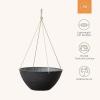 imageLA JOLIE MUSE Hanging Planters for Outdoor Plants Large Hanging Planter with Drain Holes Outdoor Hanging Flower Pots White Stone Honeycomb 132 Inch Set of 2Black