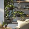 imageLA JOLIE MUSE Hanging Planters for Outdoor Plants Large Hanging Planter with Drain Holes Outdoor Hanging Flower Pots White Stone Honeycomb 132 Inch Set of 2Black