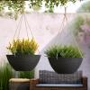 imageLA JOLIE MUSE Hanging Planters for Outdoor Plants Large Hanging Planter with Drain Holes Outdoor Hanging Flower Pots White Stone Honeycomb 132 Inch Set of 2Black