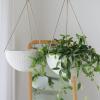 imageLA JOLIE MUSE Hanging Planters for Outdoor Plants Large Hanging Planter with Drain Holes Outdoor Hanging Flower Pots White Stone Honeycomb 132 Inch Set of 2White