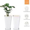 imageLA JOLIE MUSE Tall White Planters for Outdoor Plants Set of 220 Inch Indoor Square Tree Planters with Drainage HolesLarge Flower Pots for Front Door