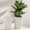 imageLA JOLIE MUSE Tall White Planters for Outdoor Plants Set of 220 Inch Indoor Square Tree Planters with Drainage HolesLarge Flower Pots for Front Door