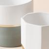 imageLA JOLIE MUSE White Ceramic Flower Pot Garden Planters 67 Inch Pack 2 Indoor Plant Containers with Gold and Grey DetailingWhite  Gold  Grey