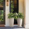 imageLA Jolie Muse 20 Inch Tall White PlantersSet of 2 IndoorOutdoor Tall Planters with Shelf Insert and TraysModern Large Flower Pot for Front Front Door Patio and DeckWhite