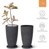 imageLA Jolie Muse 20 Inch Tall White PlantersSet of 2 IndoorOutdoor Tall Planters with Shelf Insert and TraysModern Large Flower Pot for Front Front Door Patio and DeckSpeckled Black