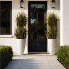 imageLA Jolie Muse 20 Inch Tall White PlantersSet of 2 IndoorOutdoor Tall Planters with Shelf Insert and TraysModern Large Flower Pot for Front Front Door Patio and DeckWhite