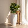 imageLA Jolie Muse 20 Inch Tall White PlantersSet of 2 IndoorOutdoor Tall Planters with Shelf Insert and TraysModern Large Flower Pot for Front Front Door Patio and DeckSpeckled White