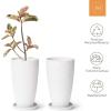 imageLA Jolie Muse 20 Inch Tall White PlantersSet of 2 IndoorOutdoor Tall Planters with Shelf Insert and TraysModern Large Flower Pot for Front Front Door Patio and DeckSpeckled White