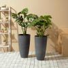 imageLA Jolie Muse 20 Inch Tall White PlantersSet of 2 IndoorOutdoor Tall Planters with Shelf Insert and TraysModern Large Flower Pot for Front Front Door Patio and DeckGray