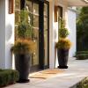 imageLA Jolie Muse 20 Inch Tall White PlantersSet of 2 IndoorOutdoor Tall Planters with Shelf Insert and TraysModern Large Flower Pot for Front Front Door Patio and DeckBlack