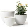 imageLA JOLIE MUSE 14211386 Inch PlantersSet of 3 IndoorOutdoor Round PlantersGrey Tree PlantersPlant Container with Drain HolesFlower Pots for Patio and Deck14211386 Speckled White