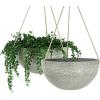 imageLA JOLIE MUSE Hanging Planters for Outdoor Plants Large Hanging Planter with Drain Holes Outdoor Hanging Flower Pots White Stone Honeycomb 132 Inch Set of 2Gray