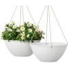 imageLA JOLIE MUSE Hanging Planters for Outdoor Plants Large Hanging Planter with Drain Holes Outdoor Hanging Flower Pots White Stone Honeycomb 132 Inch Set of 2White