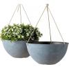imageLA JOLIE MUSE Large Hanging Planters for Outdoor Plants  Hanging Flower Pots Weathered Gray 132 Inch Set of 2Gray