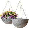 imageLA JOLIE MUSE Large Hanging Planters for Outdoor Plants  Hanging Flower Pots Weathered Gray 132 Inch Set of 2Marble Pattern