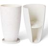 imageLA Jolie Muse 20 Inch Tall White PlantersSet of 2 IndoorOutdoor Tall Planters with Shelf Insert and TraysModern Large Flower Pot for Front Front Door Patio and DeckSpeckled White