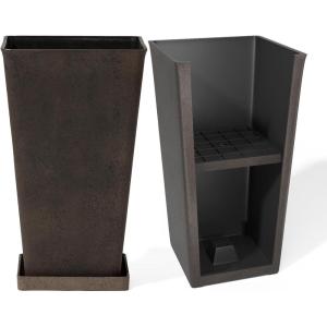 imageLA JOLIE MUSE 30 inch Tall Black Planters Set of 2IndoorOutdoor Rectanglar Large PlantersV Shaped Taper Planters for Front DoorIron